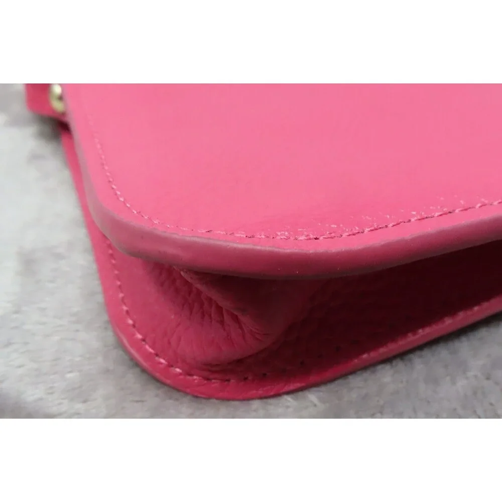 BTB Los Angeles Hot Pink Rocker Biker Styling Leather Gold Studded Crossbody Bag - Picture 7 of 16